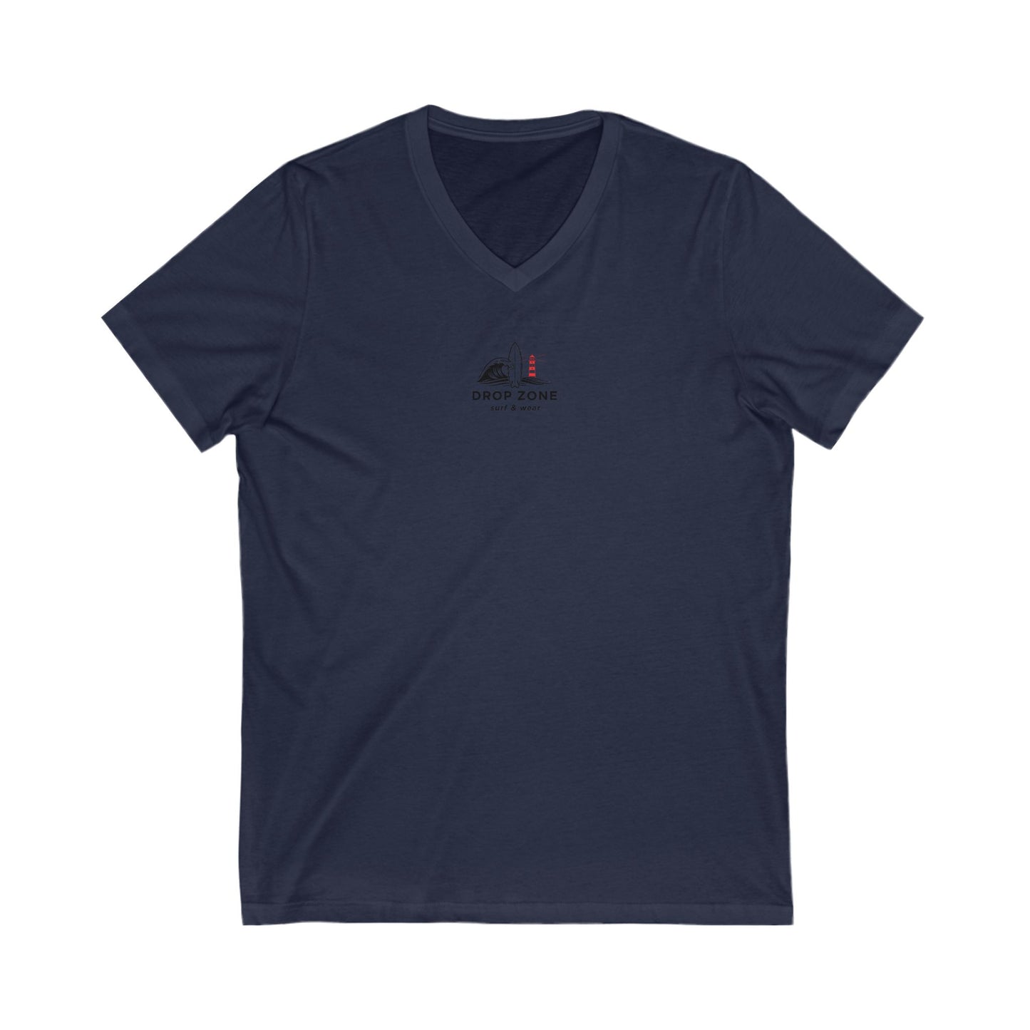 Drop Zone Barra da Tijuca Surf-Inspired Unisex V-Neck Tee, Beachwear, Summer Fashion, Coastal Vibes, Gift for Surfers, Casual Wear
