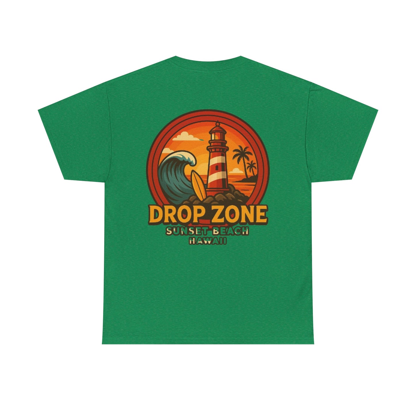 Drop Zone Sunset Beach Lighthouse Tee, Relaxed Beach Vibe T-Shirt, Perfect Summer Gift, Unisex Graphic Tee, Beach Lover Shirt
