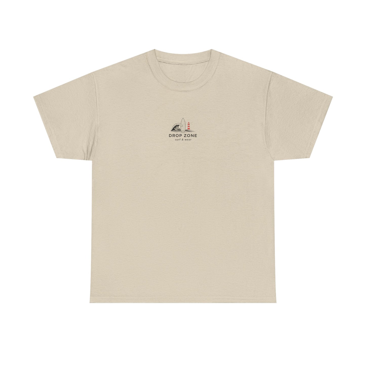 Drop Zone Sunset Beach Lighthouse Tee, Relaxed Beach Vibe T-Shirt, Perfect Summer Gift, Unisex Graphic Tee, Beach Lover Shirt