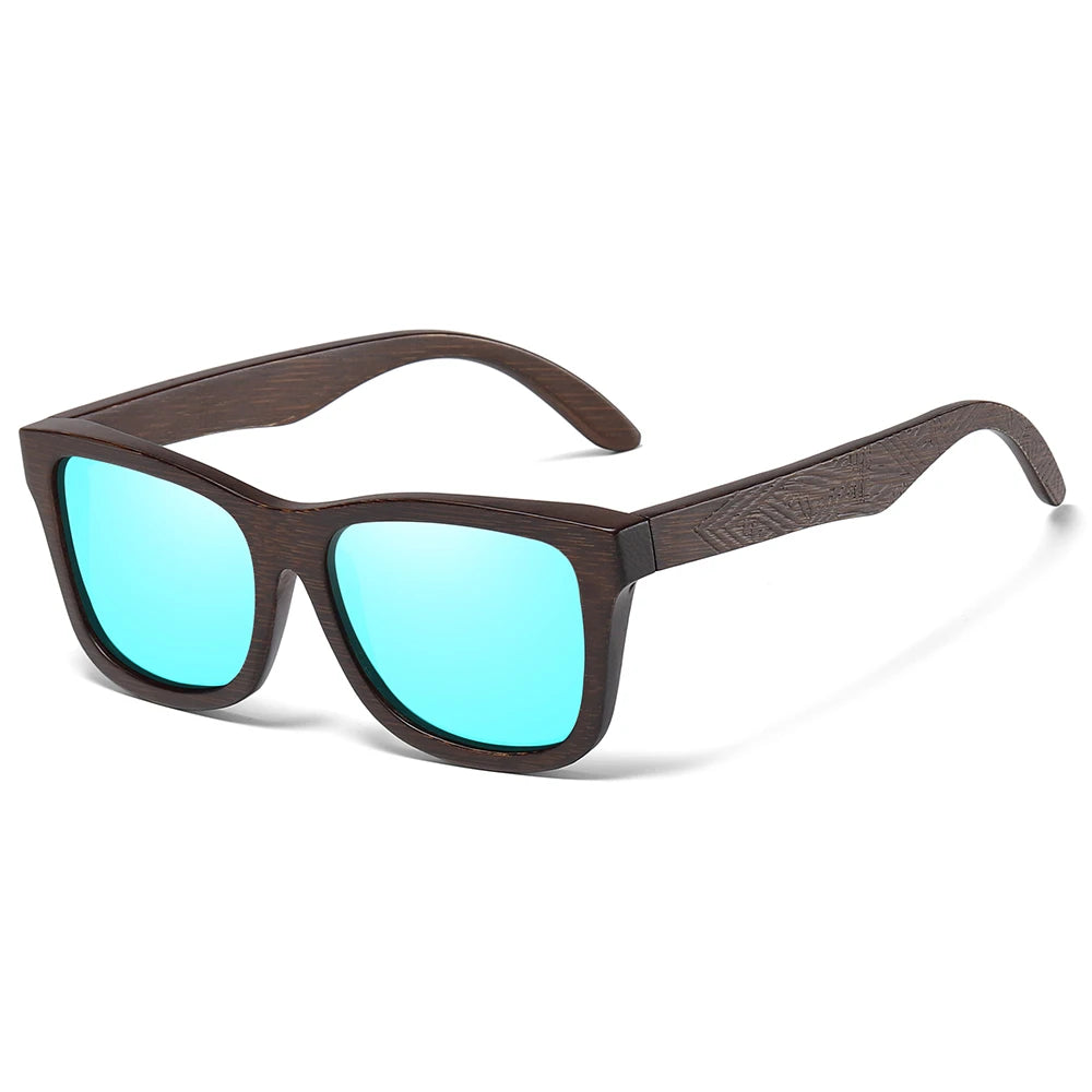 Handmade Bamboo Polarized Sunglasses – Natural Wood Frame with Mirror Lenses + Gift Box