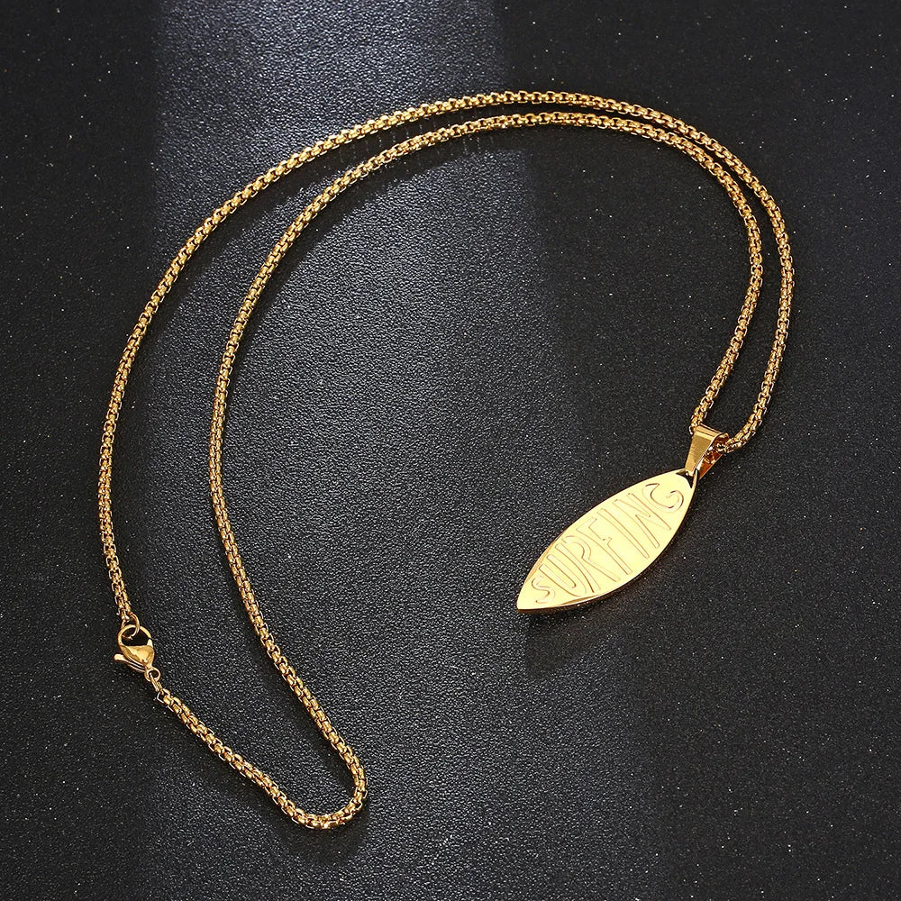 Ocean Waves Surfboard Necklace