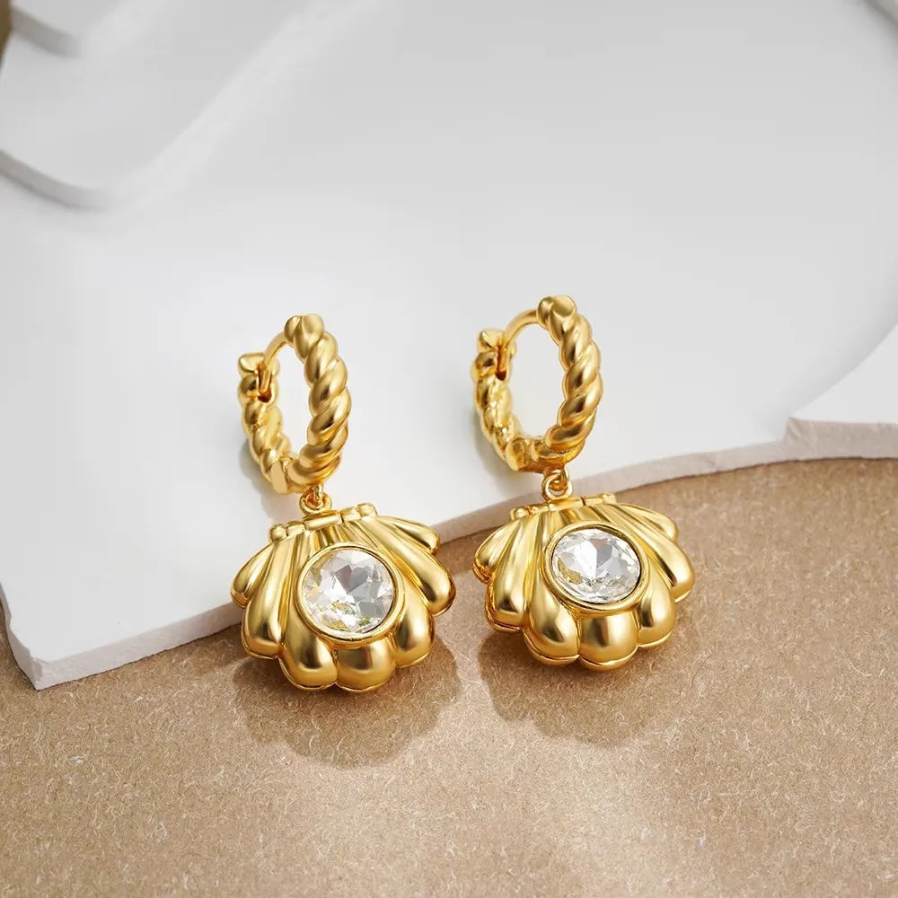 Vintage Gold-Plated Shell & Starfish Earrings