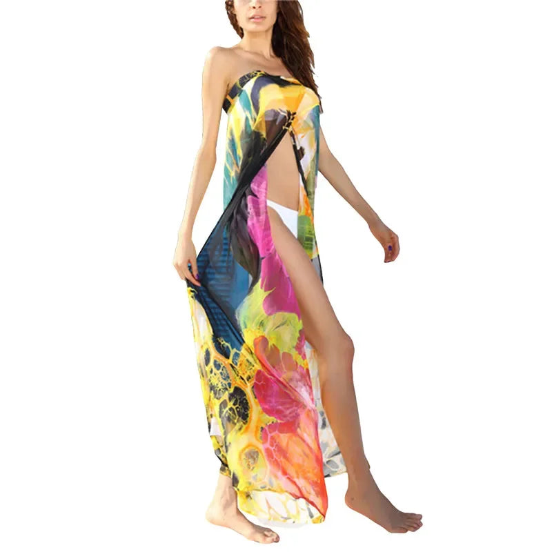 Tie-Dyed Strapless Beach Dress: Your Vibrant Cover-Up