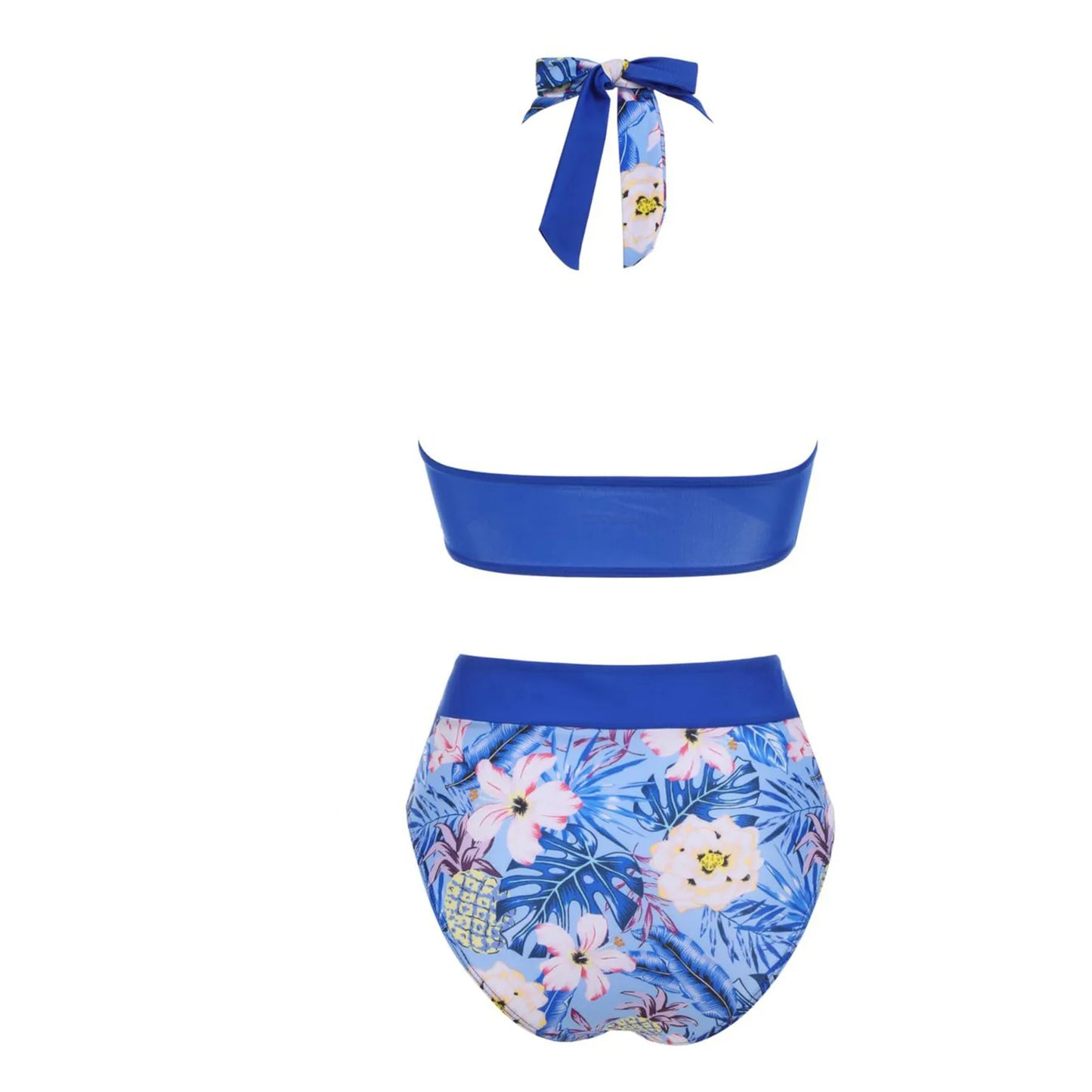 Teenagers' & Women's High-Waist Two-Piece Swimsuit - Colour Block & Floral Print