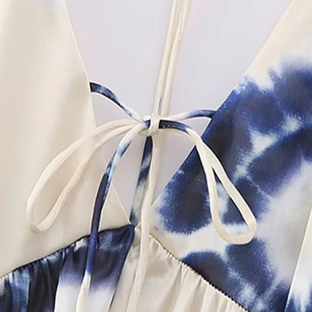 Mia Muse Contrast Print Midi Cami Dress