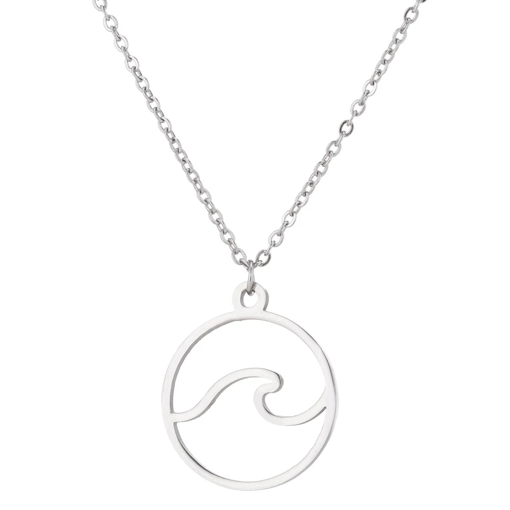 š Ride the Style Wave: Simple Ocean Wave Pendant Necklace! š