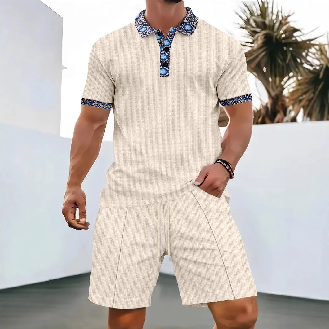 2025 Men's Waffle Zip-Up Summer Suit