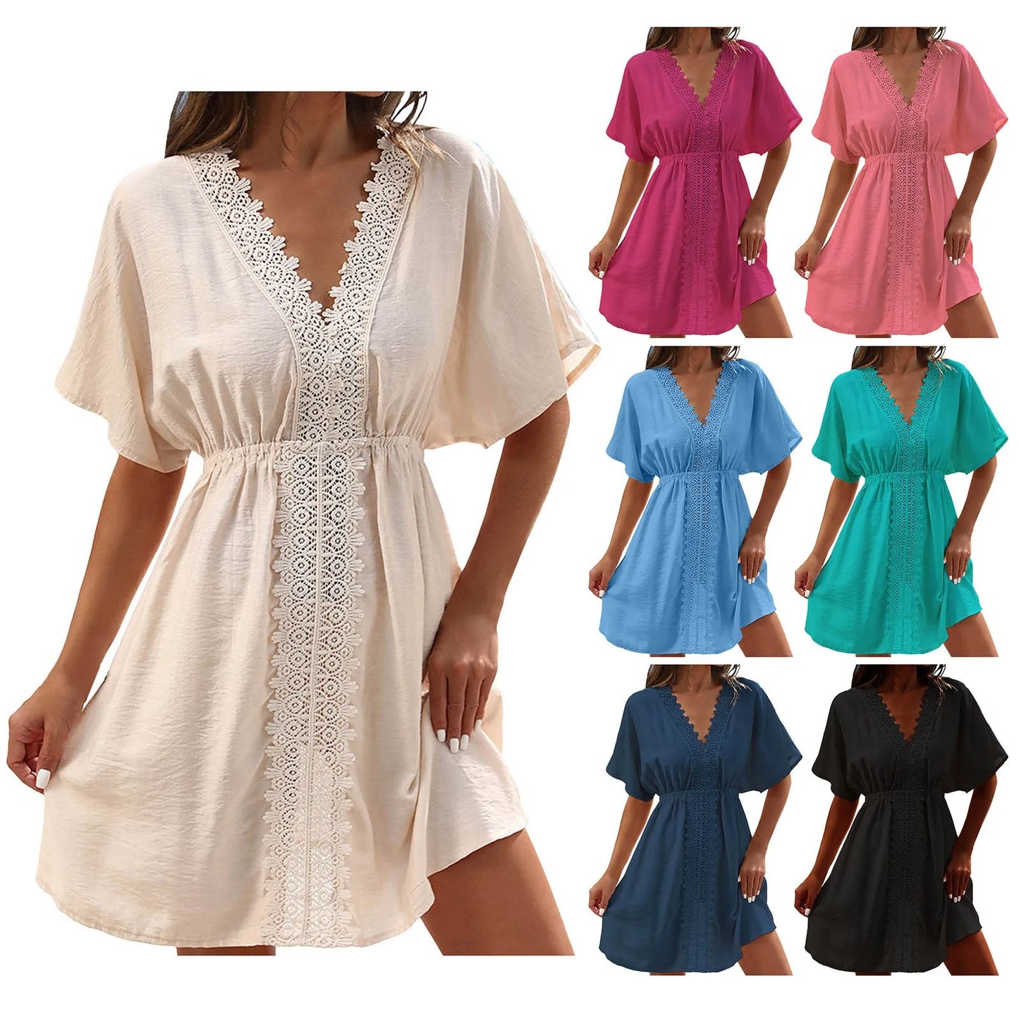 Women's Ice Silk & Lace Beach Cover-Up