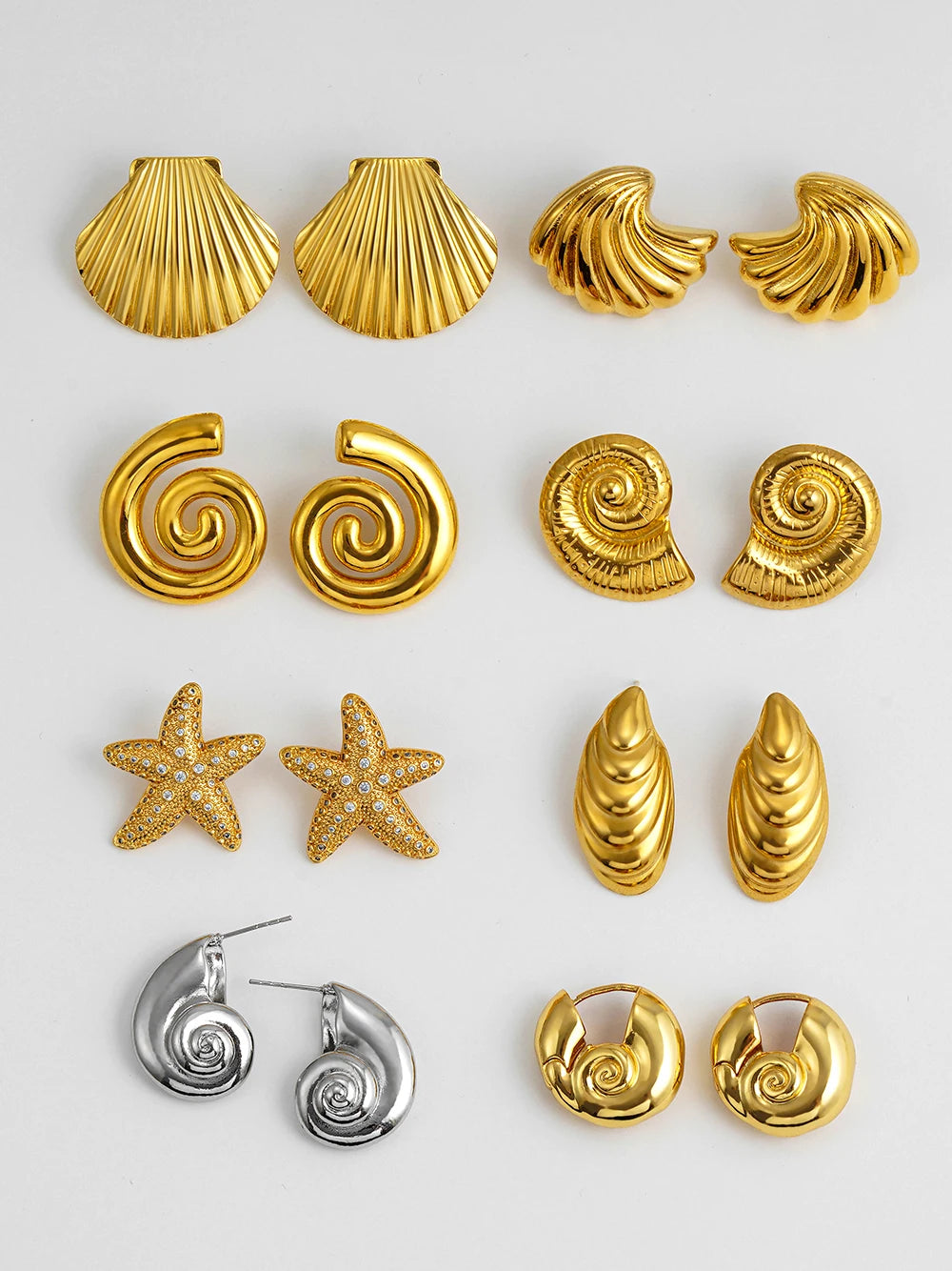 Vintage Gold-Plated Shell & Starfish Earrings
