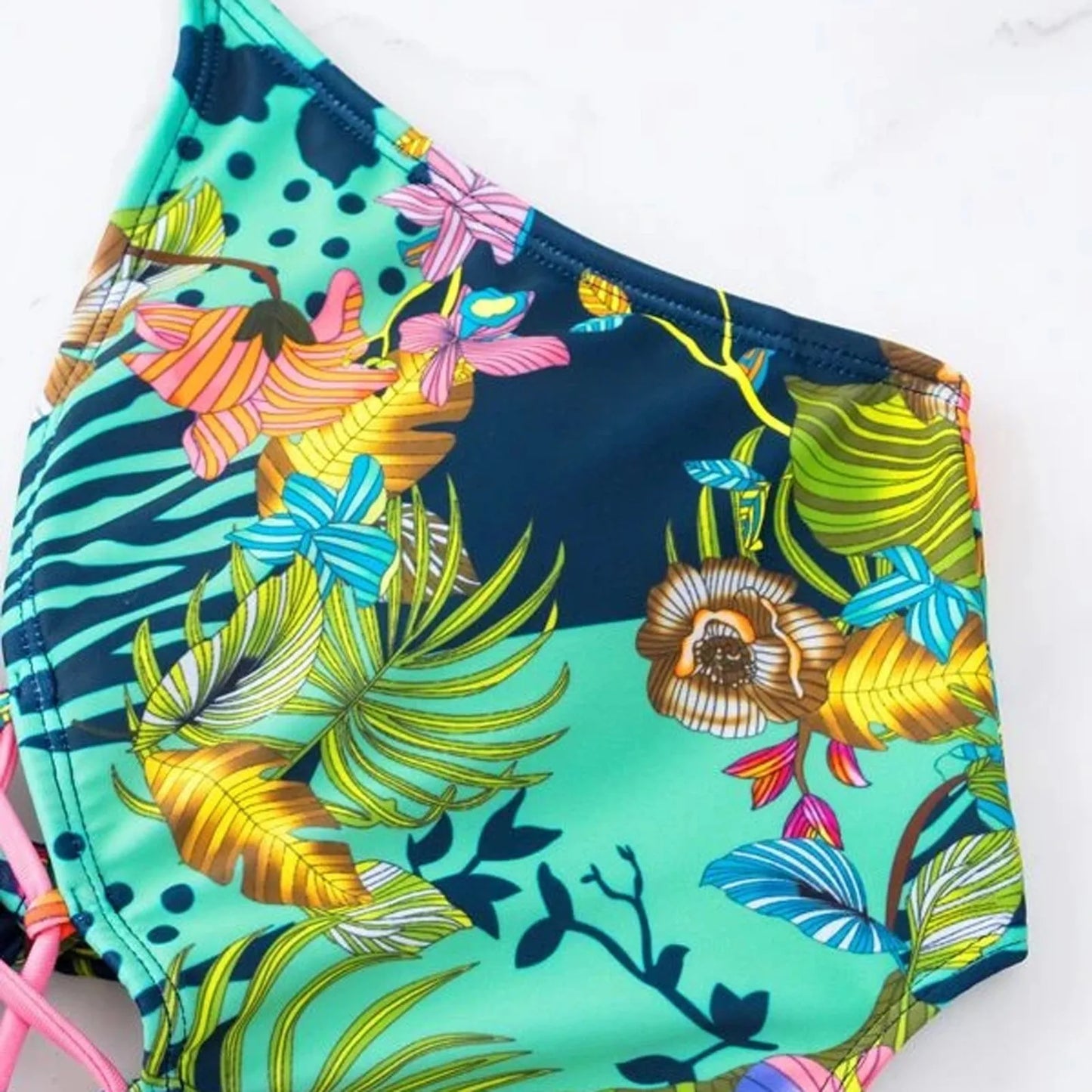 Sexy High-Waisted Bikini with Crisscross Straps & Tassel Tie Back
