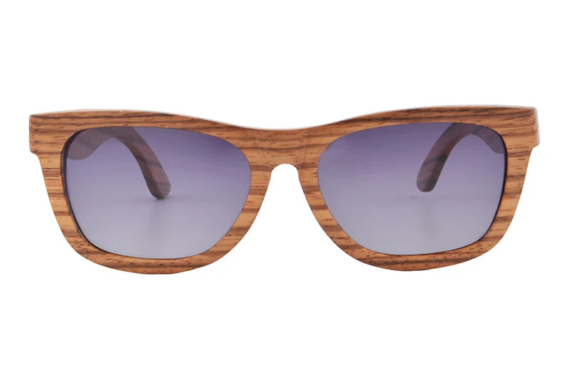Stylish, polarized wooden designer sunglasses.