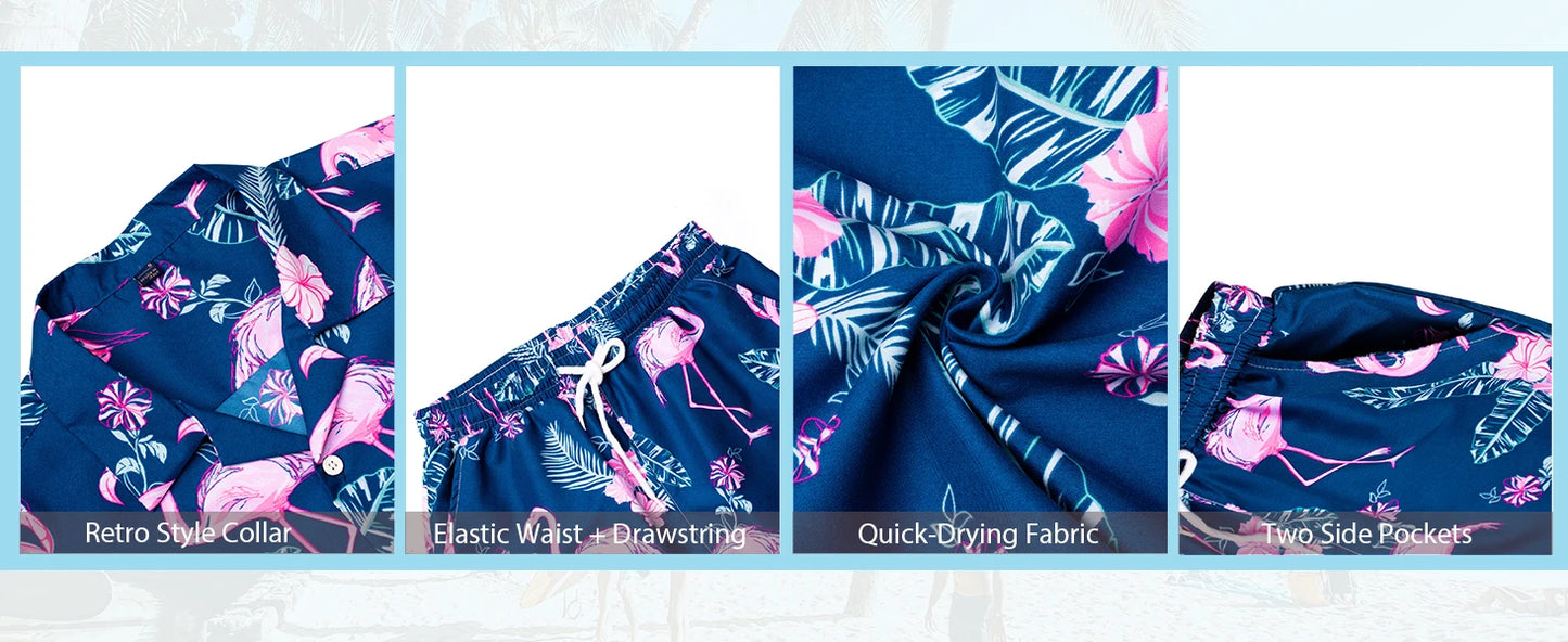 Men's New Hawaiian Jungle Print Set