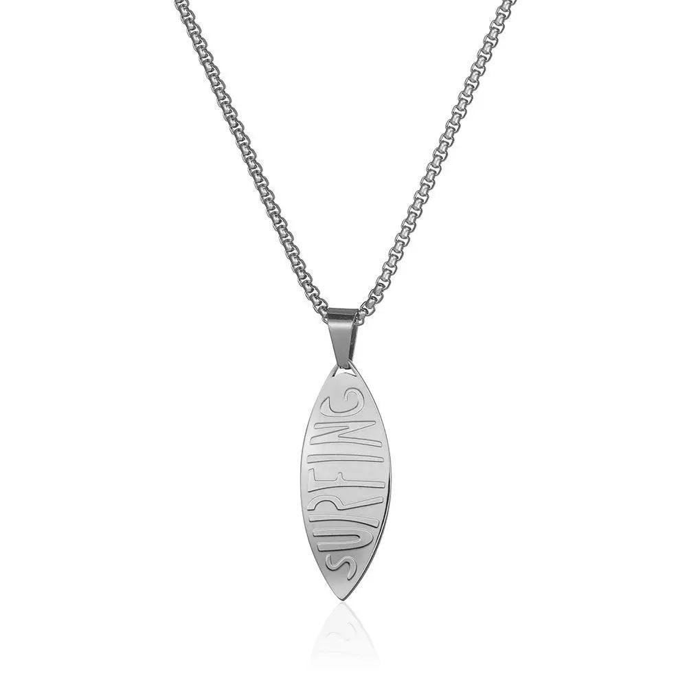 Ocean Waves Surfboard Necklace