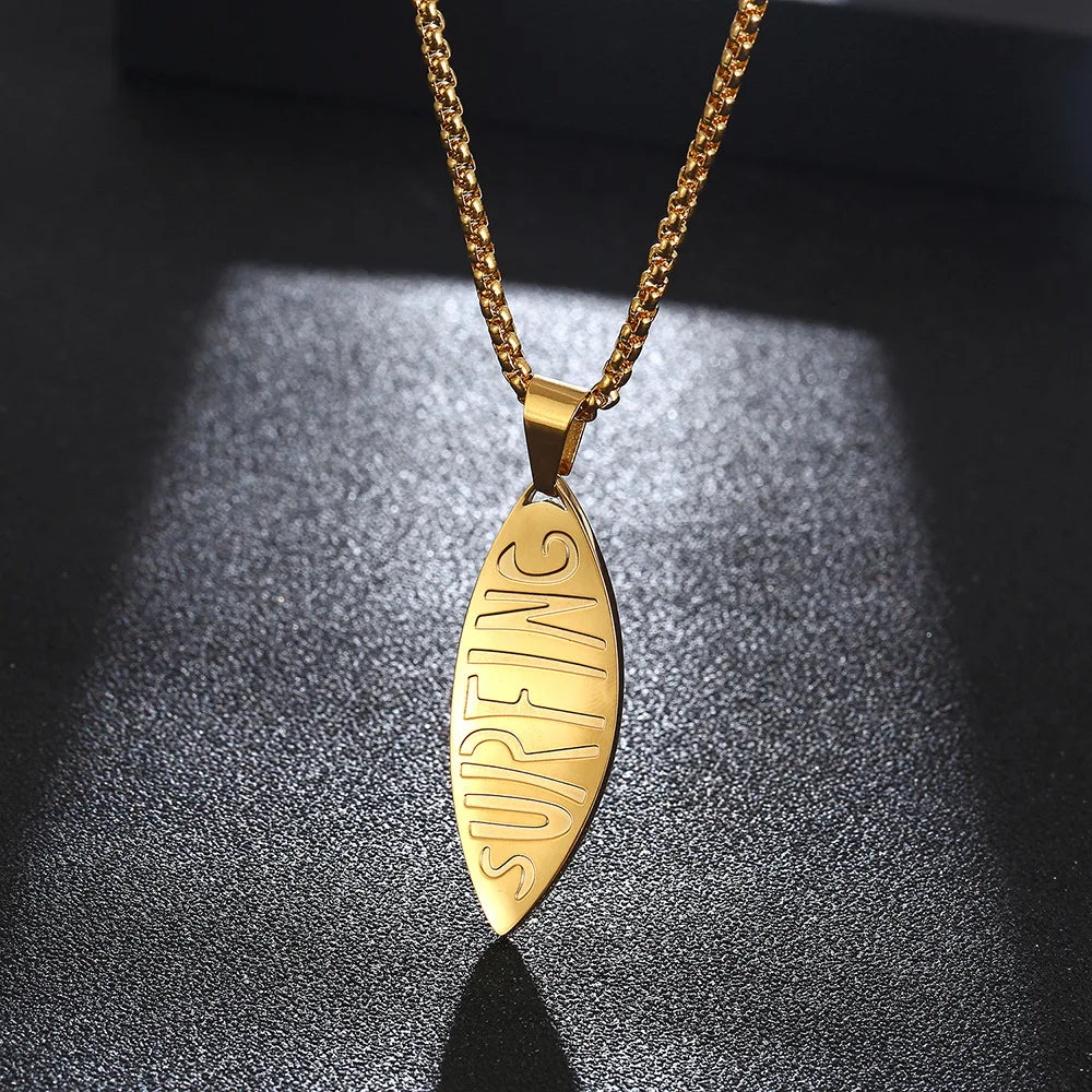 Ocean Waves Surfboard Necklace