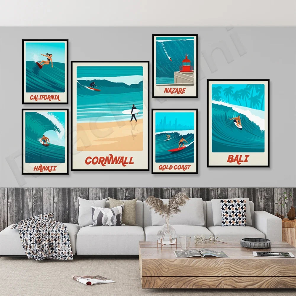 Vintage Surf Adventure Poster Collection