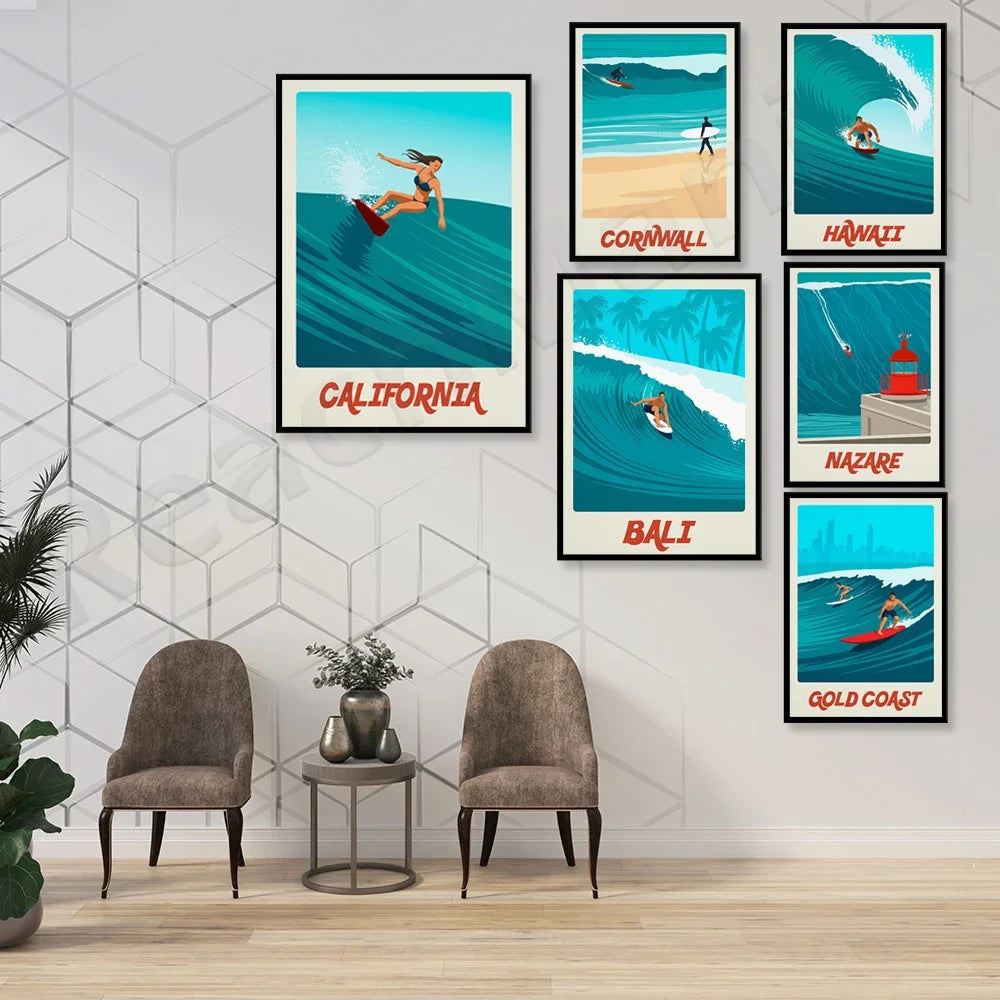 Vintage Surf Adventure Poster Collection