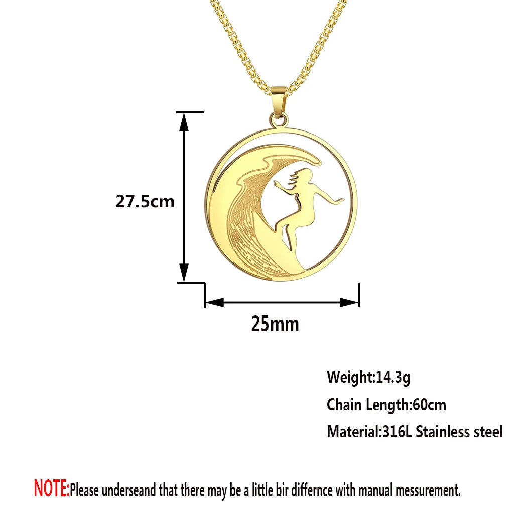 Surfer Girl on Wave Pendant Necklace