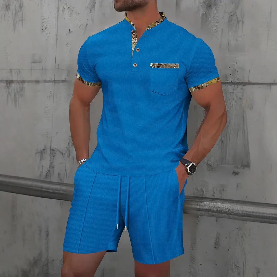 2025 Men's Waffle Zip-Up Summer Suit
