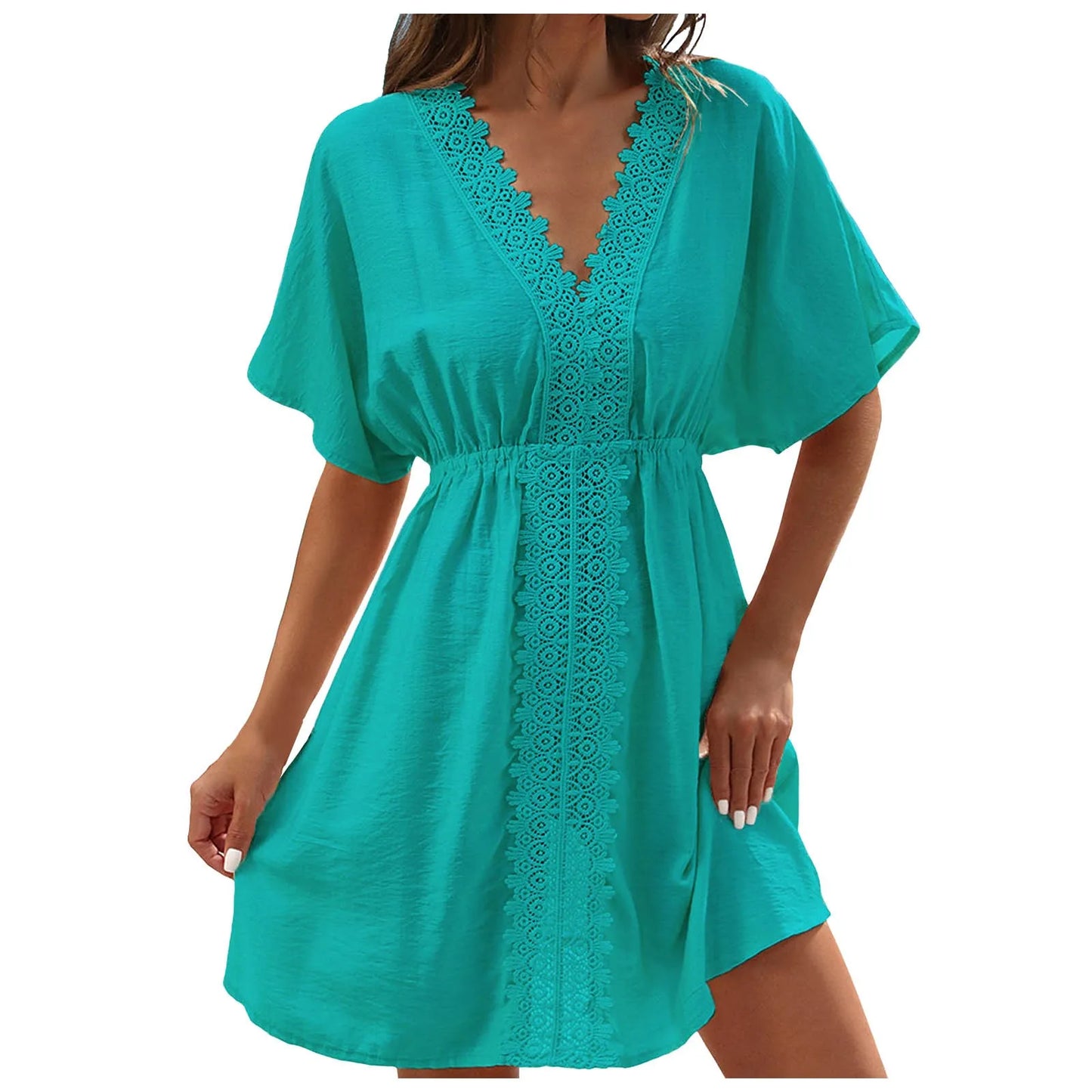 Women's Ice Silk & Lace Beach Cover-Up