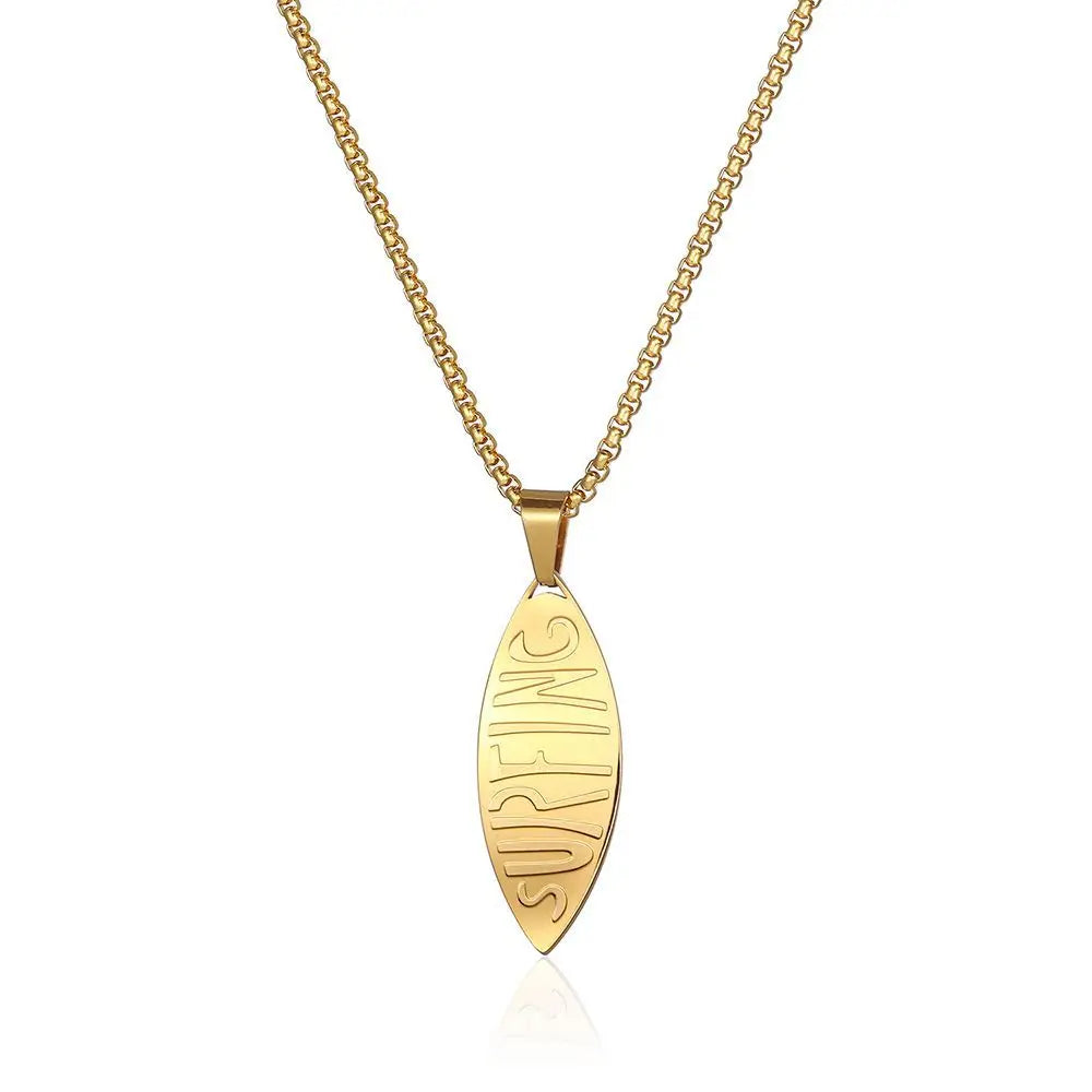 Ocean Waves Surfboard Necklace