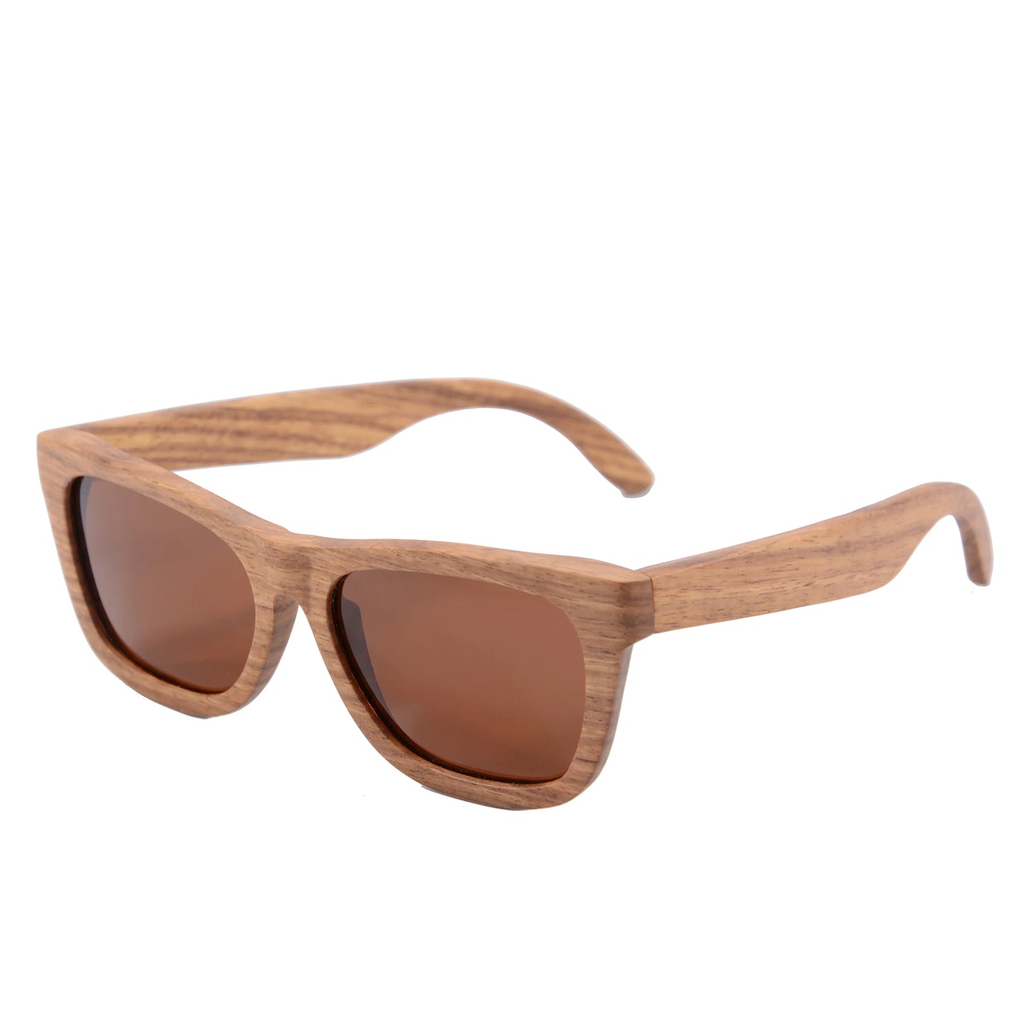 Stylish, polarized wooden designer sunglasses.