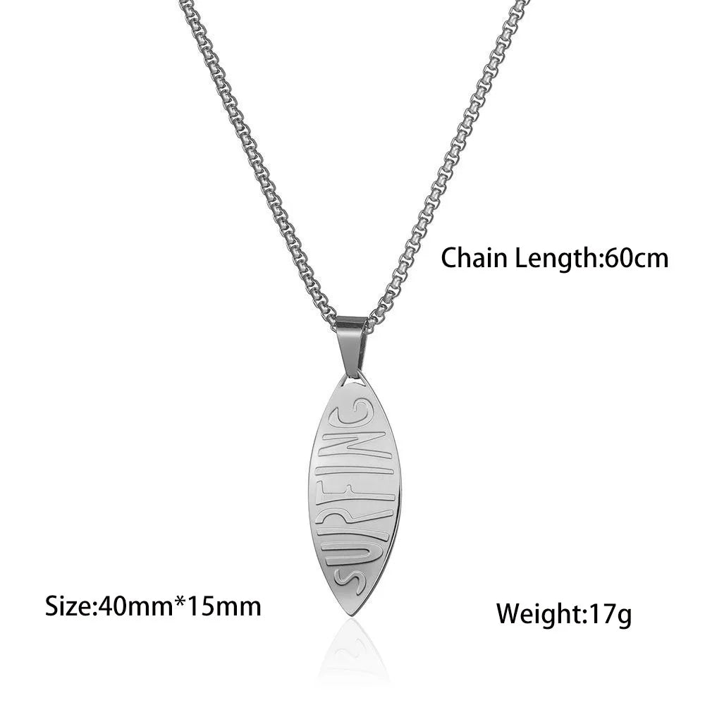Ocean Waves Surfboard Necklace
