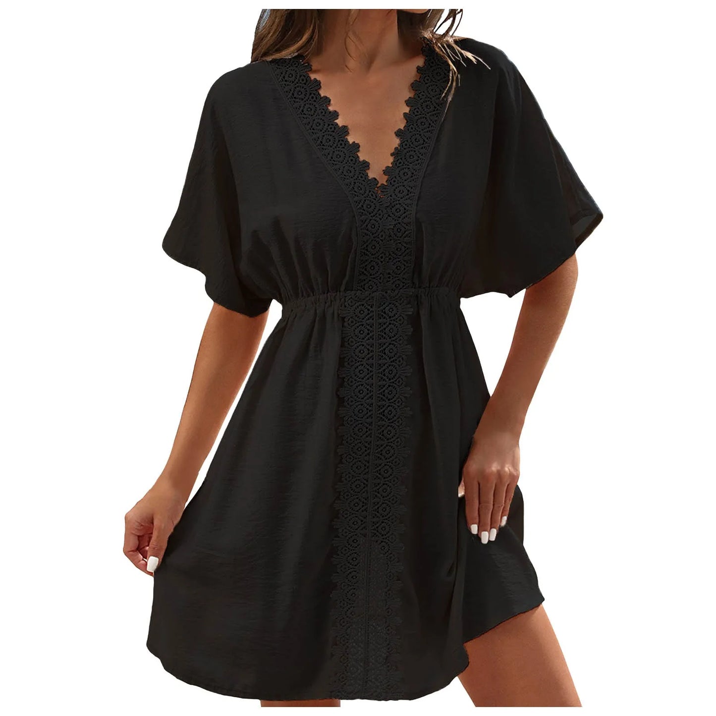 Women's Ice Silk & Lace Beach Cover-Up