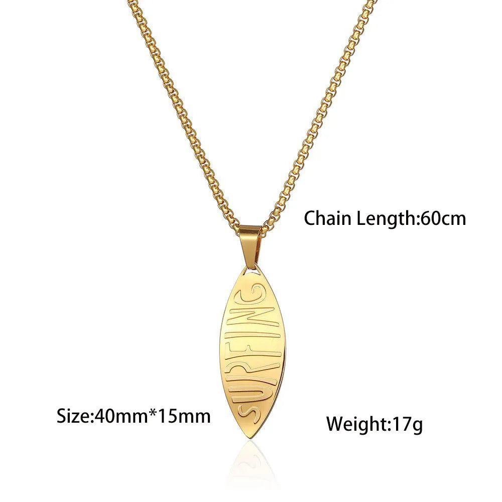 Ocean Waves Surfboard Necklace