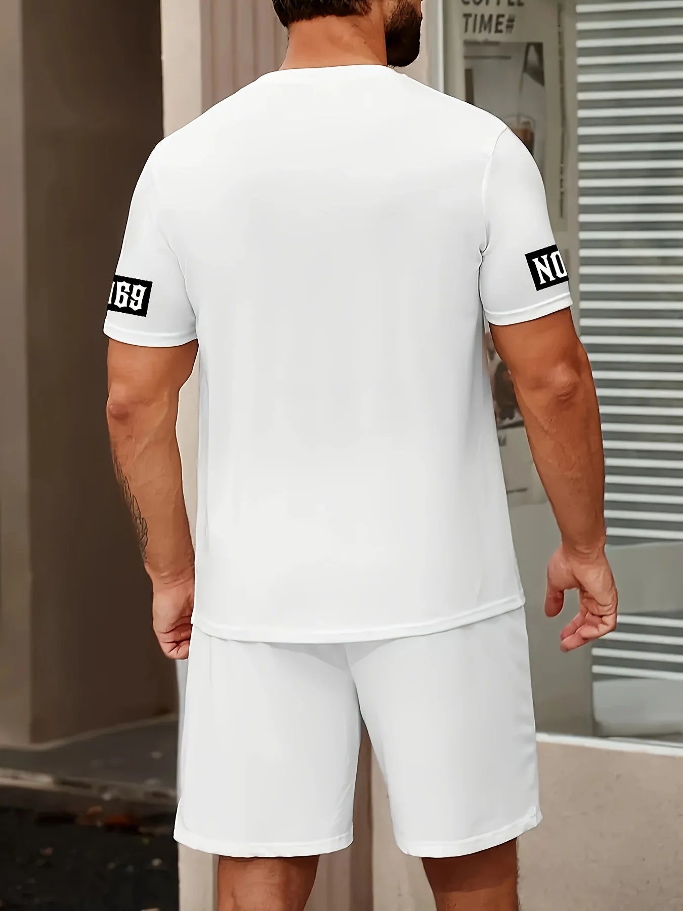 Men's Summer Letter Print Casual Set