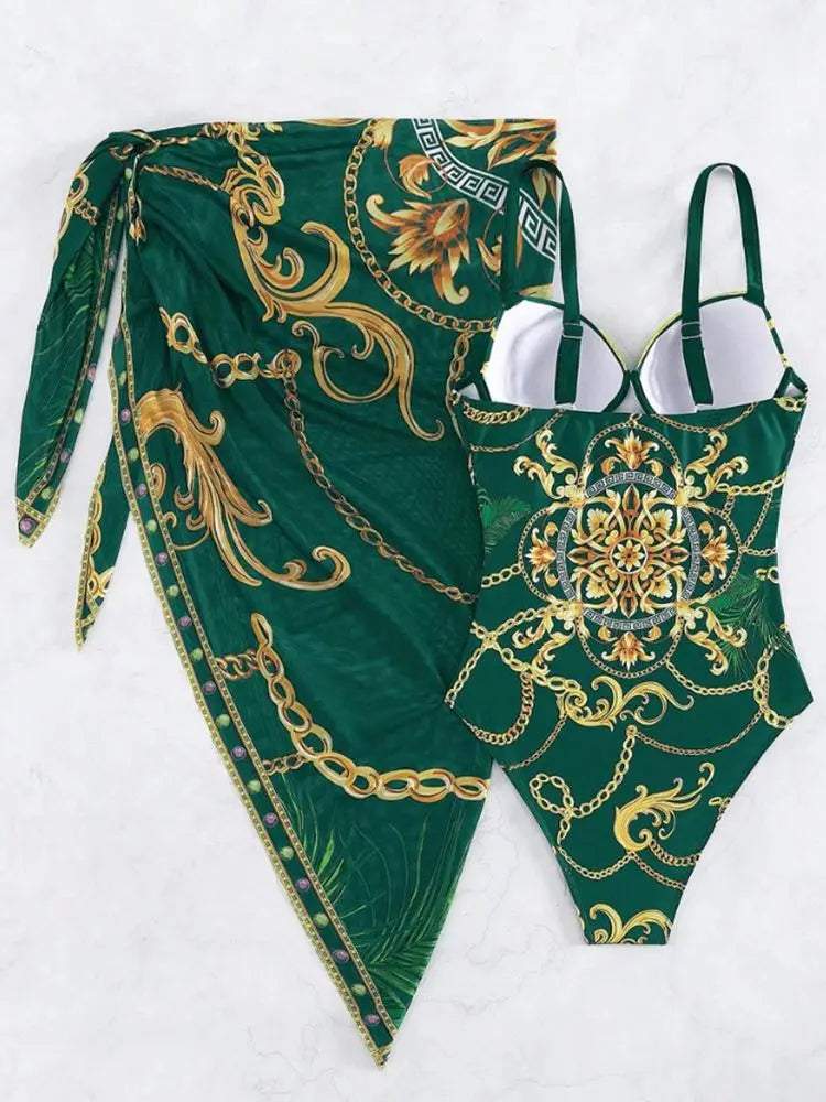 "Women Sexy Monokini Plus Size Push Up Bikini Chains Beachwear"