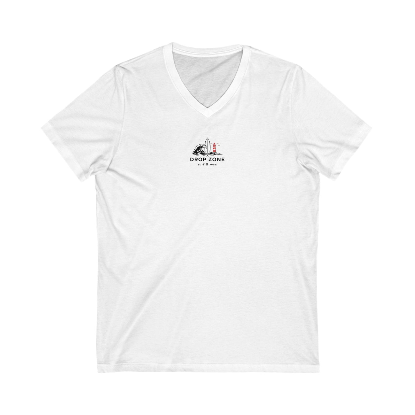 Drop Zone Barra da Tijuca Surf-Inspired Unisex V-Neck Tee, Beachwear, Summer Fashion, Coastal Vibes, Gift for Surfers, Casual Wear