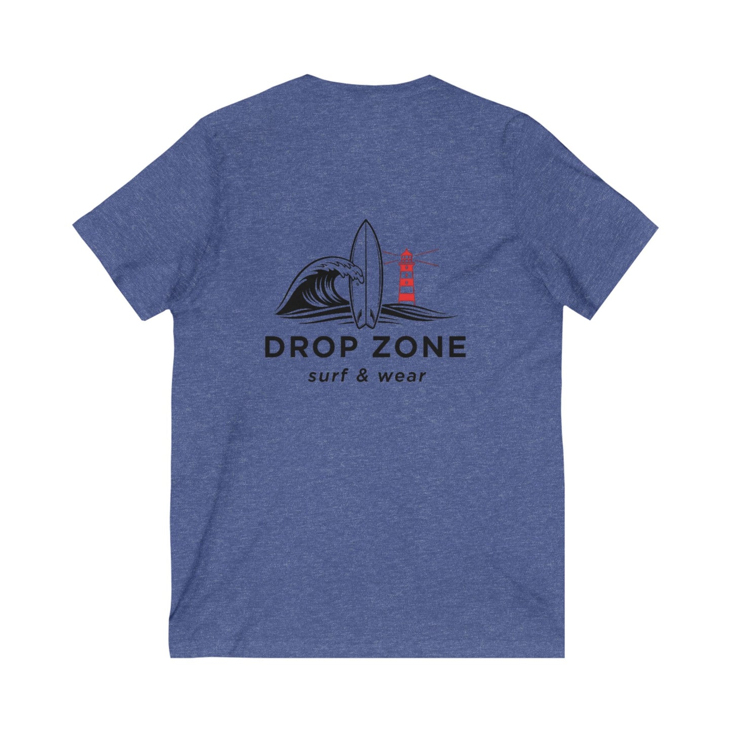Surf V-Neck Drop zone LOGO team Tee, Beachwear, Casual Summer Shirt, Gift for Surf Lovers, V-Neck T-Shirt, Ocean Inspired Clothing