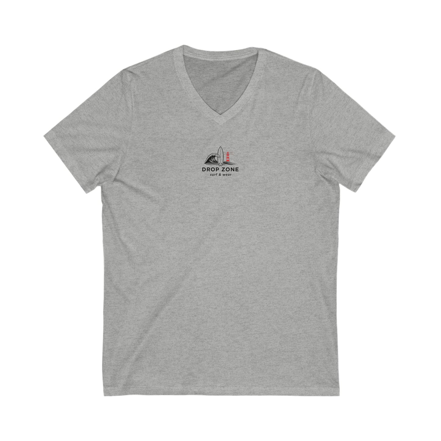 Drop Zone Barra da Tijuca Surf-Inspired Unisex V-Neck Tee, Beachwear, Summer Fashion, Coastal Vibes, Gift for Surfers, Casual Wear
