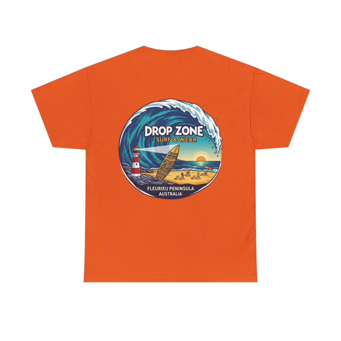 Drop Zone Fleurieu Peninsula Australia Surf Themed Unisex Heavy Cotton Tee, Beach Lifestyle Shirt