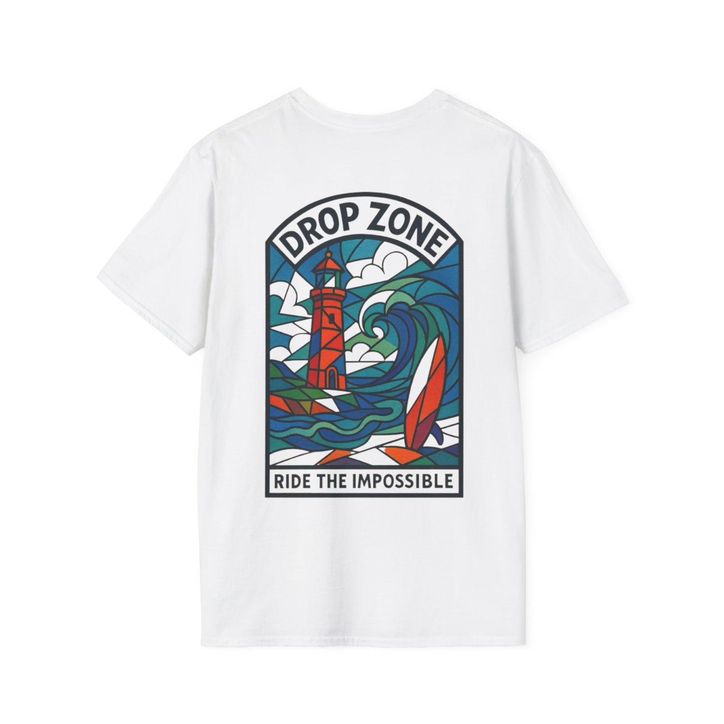 Drop Zone Picasso  Unisex Softstyle T-Shirt - Surfing, Beach Lovers, Summer Vibes, Vacation Wear, Ride the Impossible