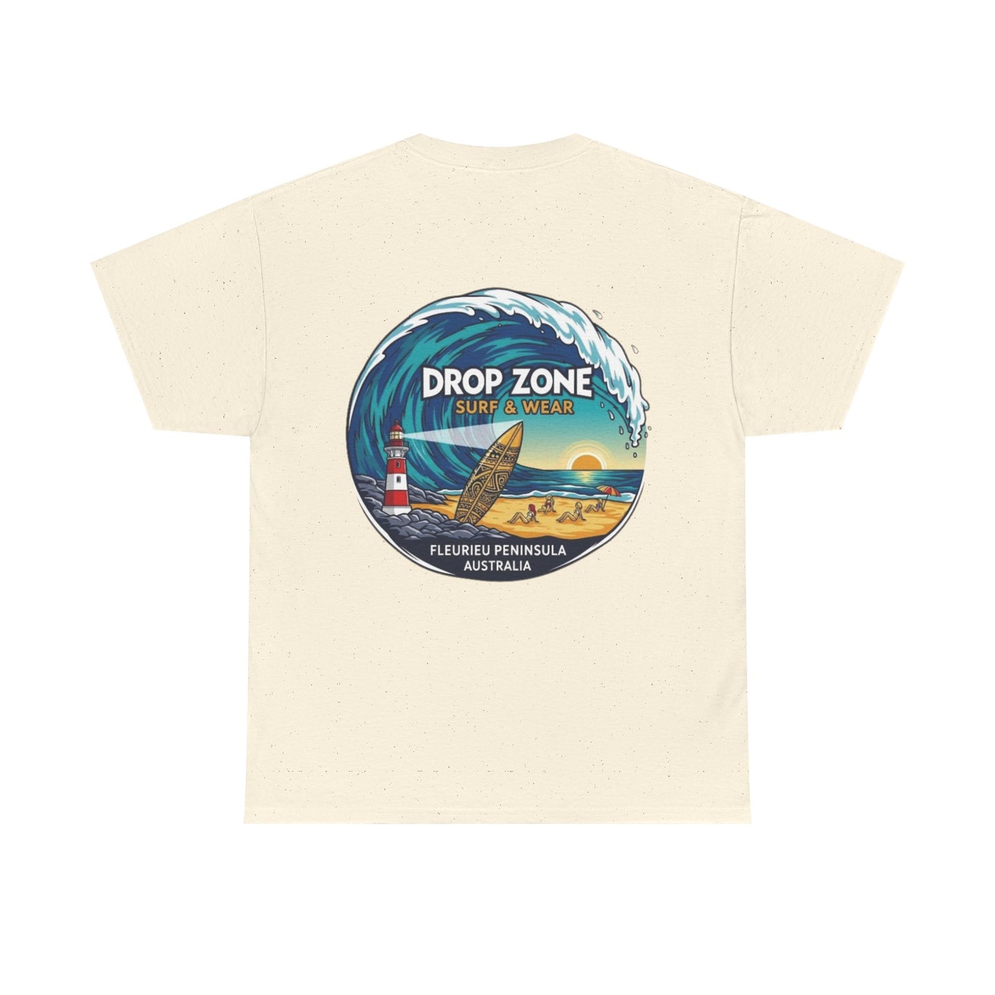Drop Zone Fleurieu Peninsula Australia Surf Themed Unisex Heavy Cotton Tee, Beach Lifestyle Shirt