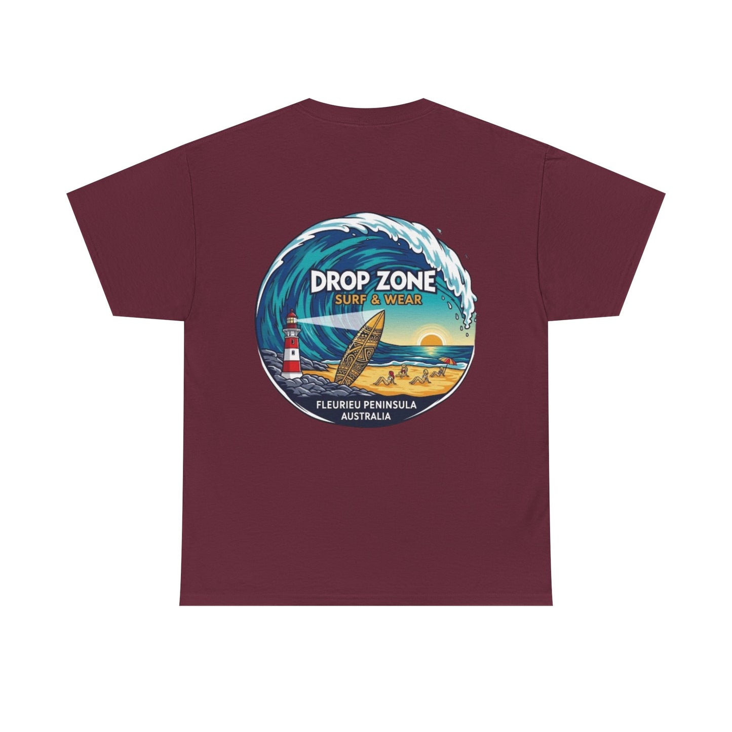 Drop Zone Fleurieu Peninsula Australia Surf Themed Unisex Heavy Cotton Tee, Beach Lifestyle Shirt