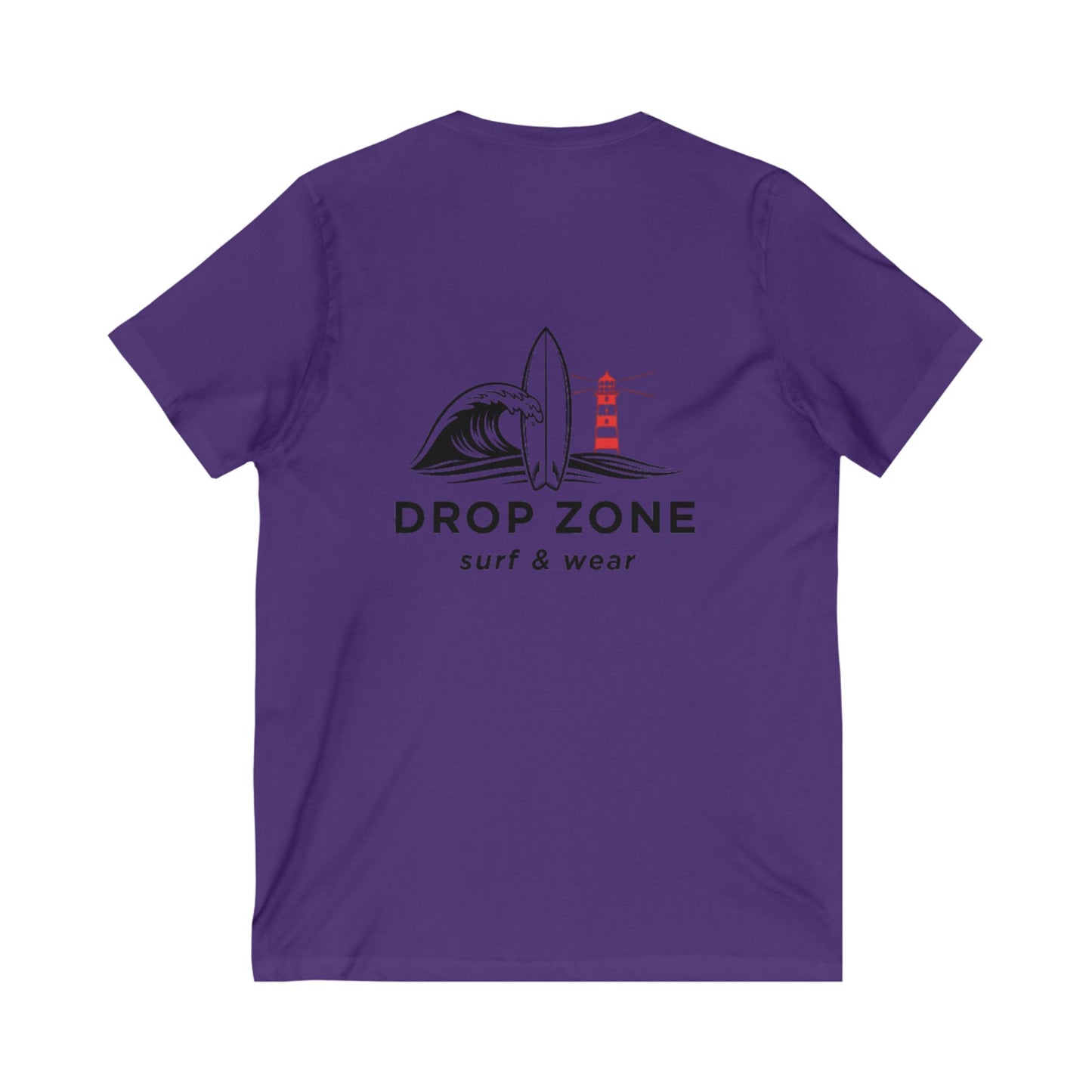 Surf V-Neck Drop zone LOGO team Tee, Beachwear, Casual Summer Shirt, Gift for Surf Lovers, V-Neck T-Shirt, Ocean Inspired Clothing
