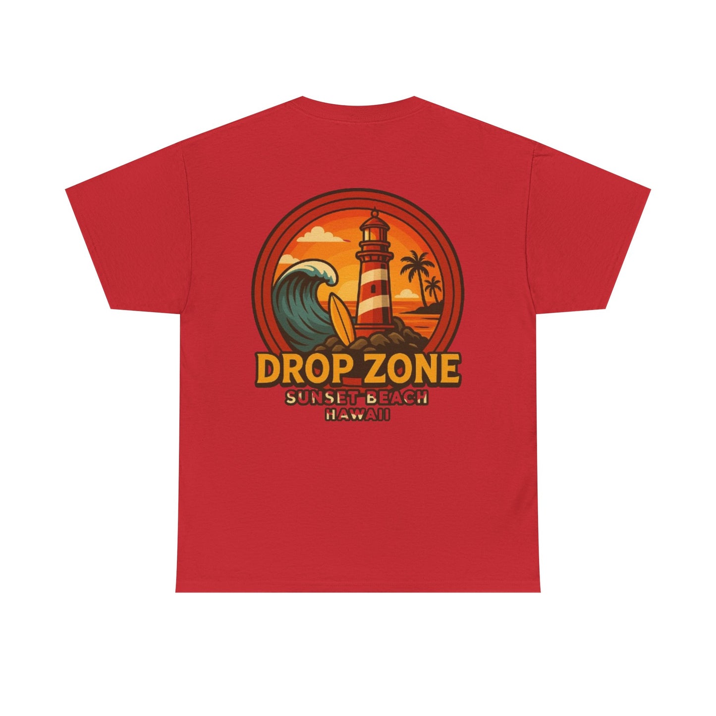 Drop Zone Sunset Beach Lighthouse Tee, Relaxed Beach Vibe T-Shirt, Perfect Summer Gift, Unisex Graphic Tee, Beach Lover Shirt