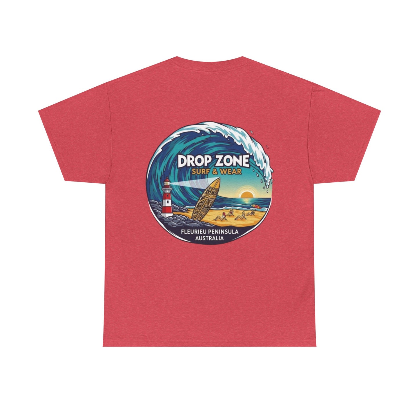 Drop Zone Fleurieu Peninsula Australia Surf Themed Unisex Heavy Cotton Tee, Beach Lifestyle Shirt
