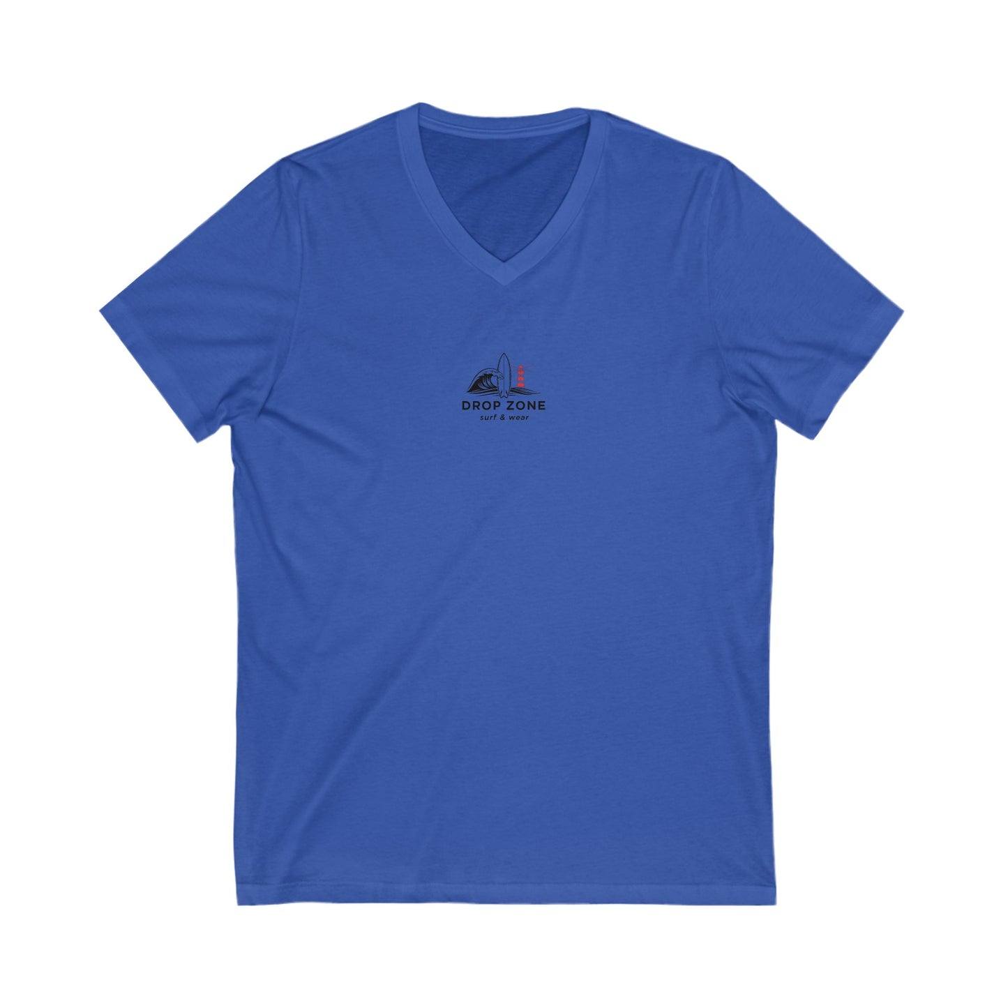 Surf V-Neck Drop zone LOGO team Tee, Beachwear, Casual Summer Shirt, Gift for Surf Lovers, V-Neck T-Shirt, Ocean Inspired Clothing