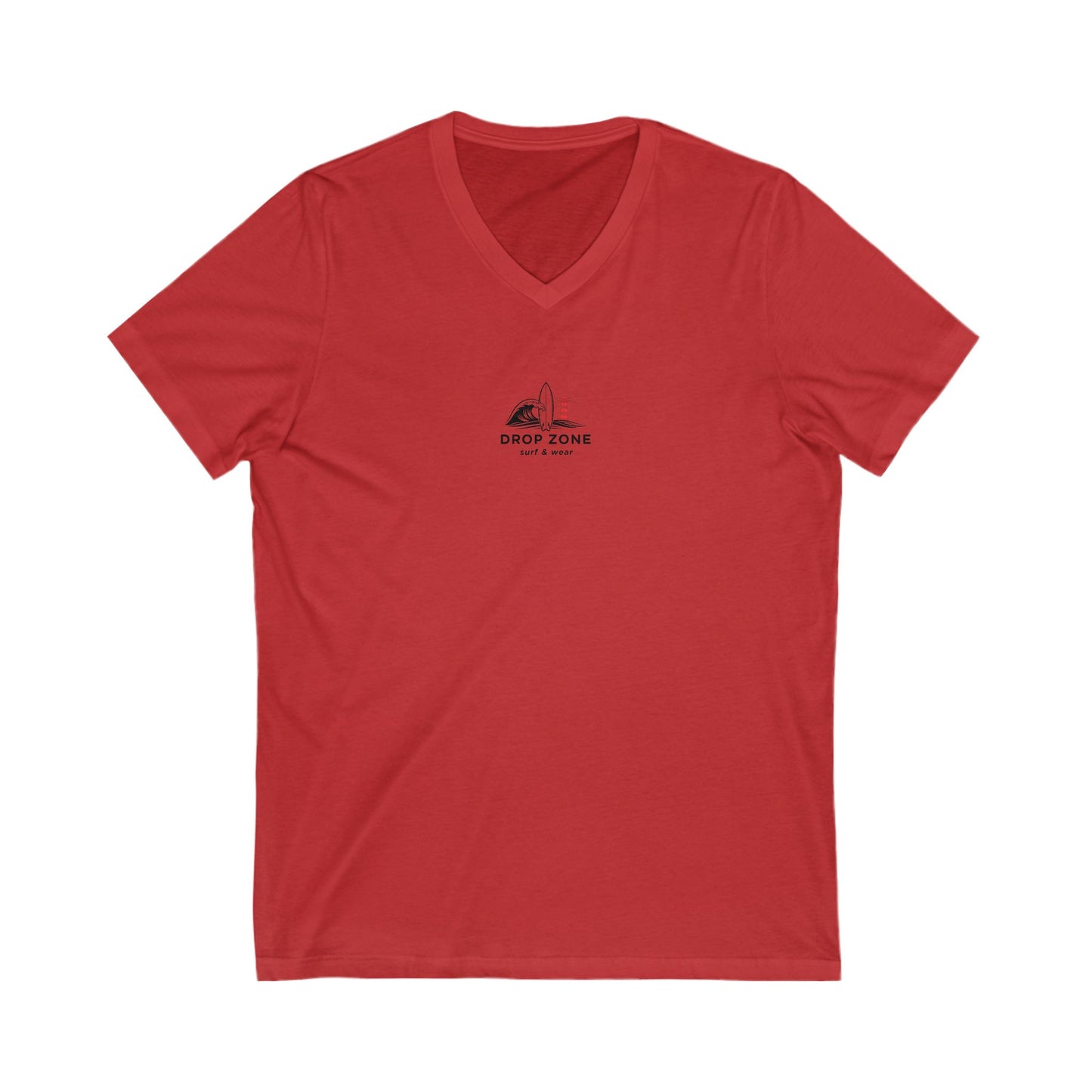 Surf V-Neck Drop zone LOGO team Tee, Beachwear, Casual Summer Shirt, Gift for Surf Lovers, V-Neck T-Shirt, Ocean Inspired Clothing