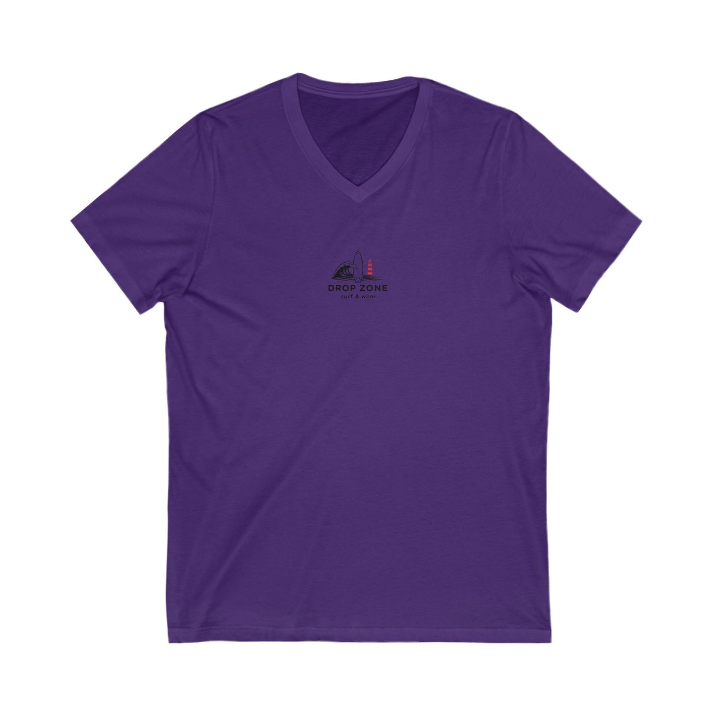 Surf V-Neck Drop zone LOGO team Tee, Beachwear, Casual Summer Shirt, Gift for Surf Lovers, V-Neck T-Shirt, Ocean Inspired Clothing