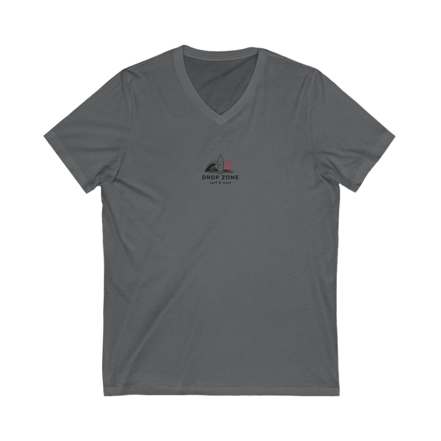 Surf V-Neck Drop zone LOGO team Tee, Beachwear, Casual Summer Shirt, Gift for Surf Lovers, V-Neck T-Shirt, Ocean Inspired Clothing