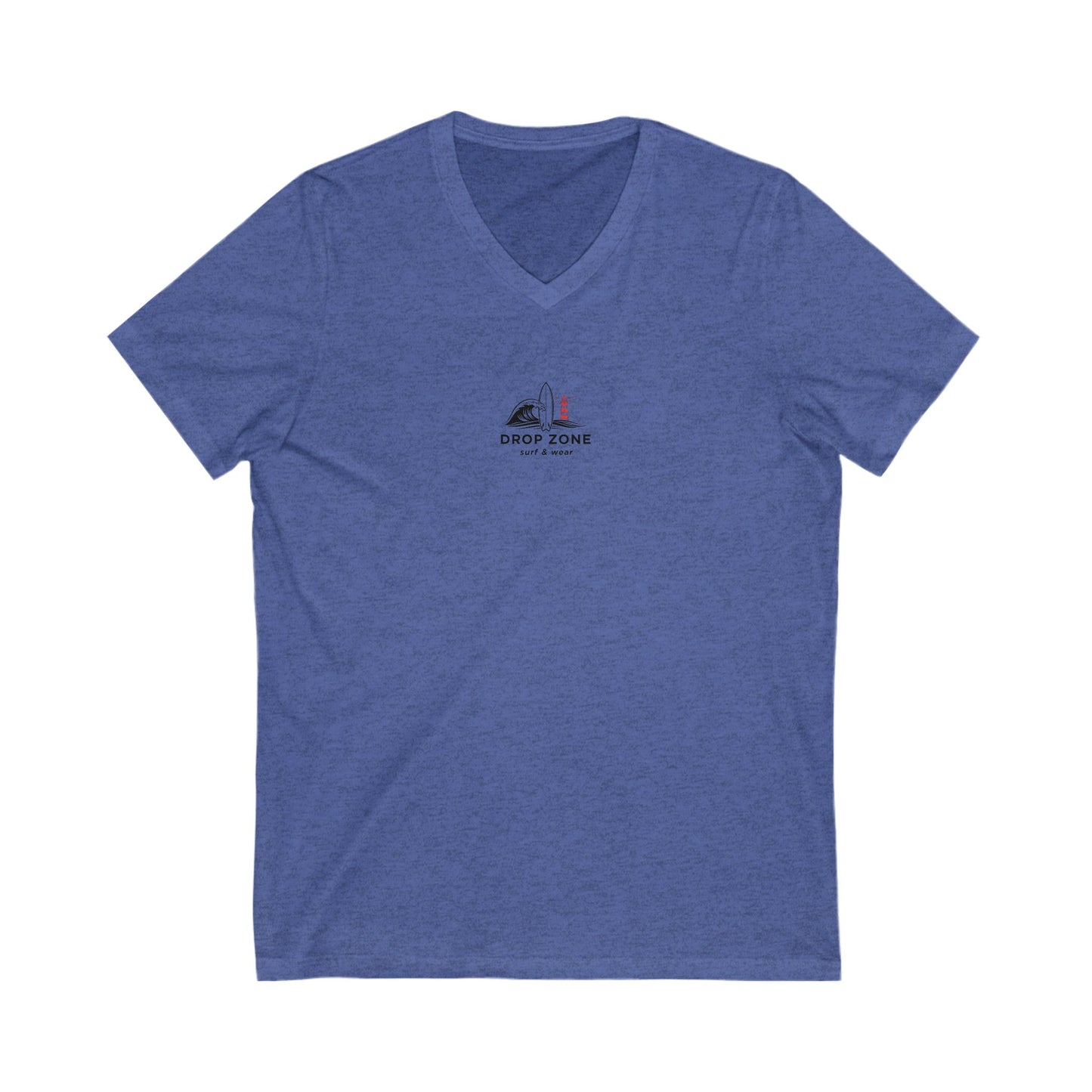 Surf V-Neck Drop zone LOGO team Tee, Beachwear, Casual Summer Shirt, Gift for Surf Lovers, V-Neck T-Shirt, Ocean Inspired Clothing
