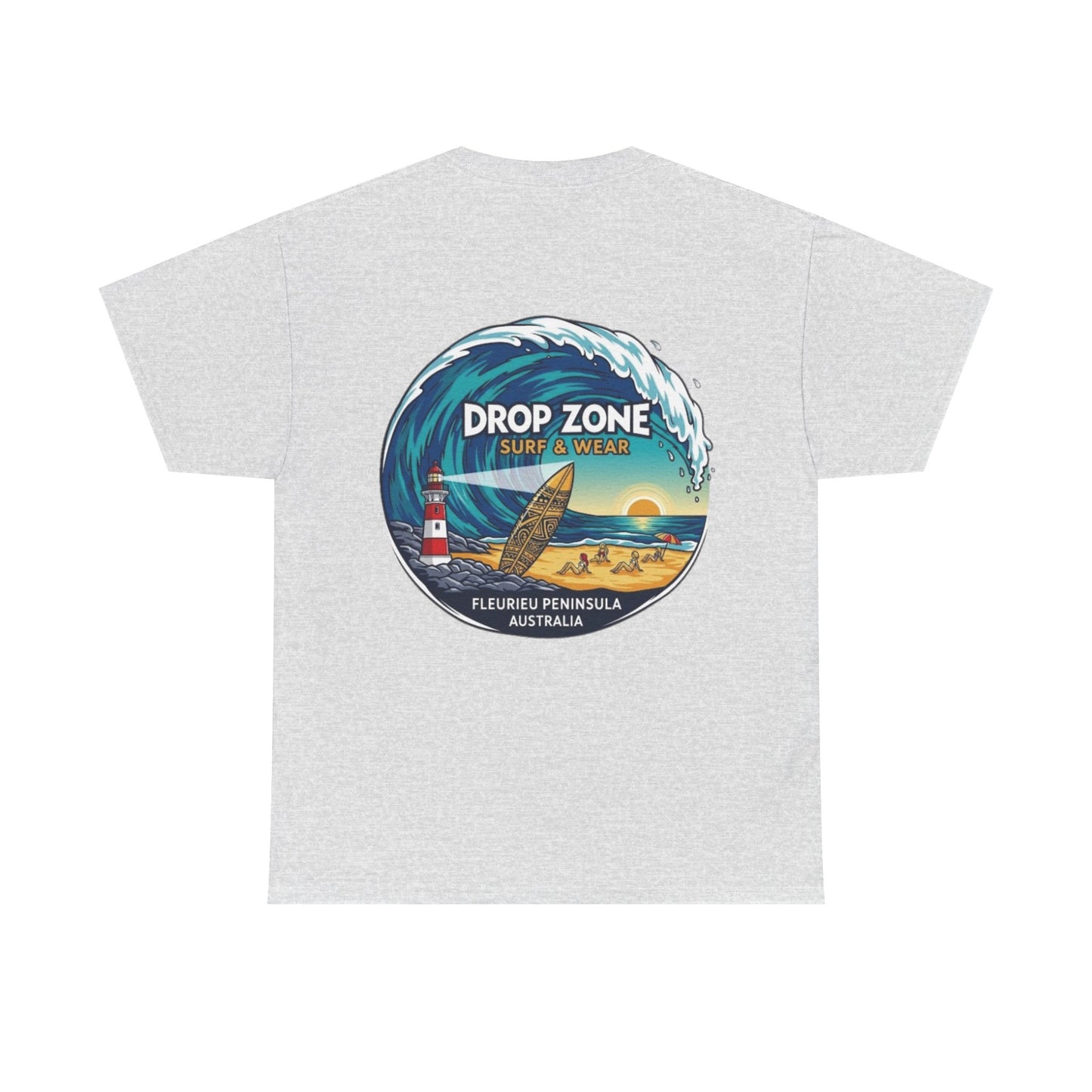 Drop Zone Fleurieu Peninsula Australia Surf Themed Unisex Heavy Cotton Tee, Beach Lifestyle Shirt