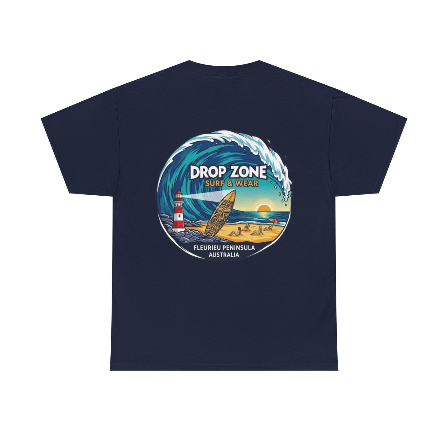 Drop Zone Fleurieu Peninsula Australia Surf Themed Unisex Heavy Cotton Tee, Beach Lifestyle Shirt