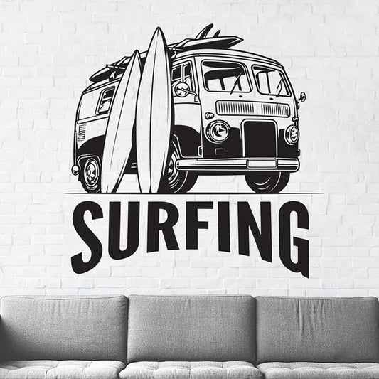 Captivating surfboard wall decal for a stylish surf-themed room.
