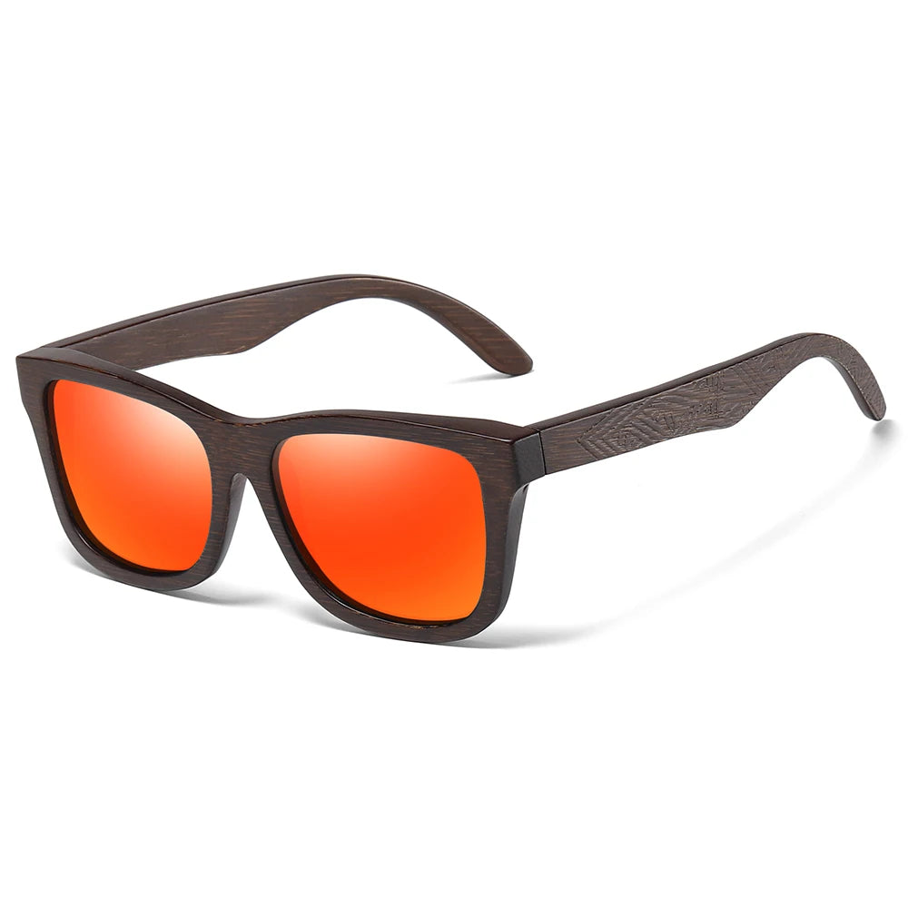 Handmade Bamboo Polarized Sunglasses – Natural Wood Frame with Mirror Lenses + Gift Box