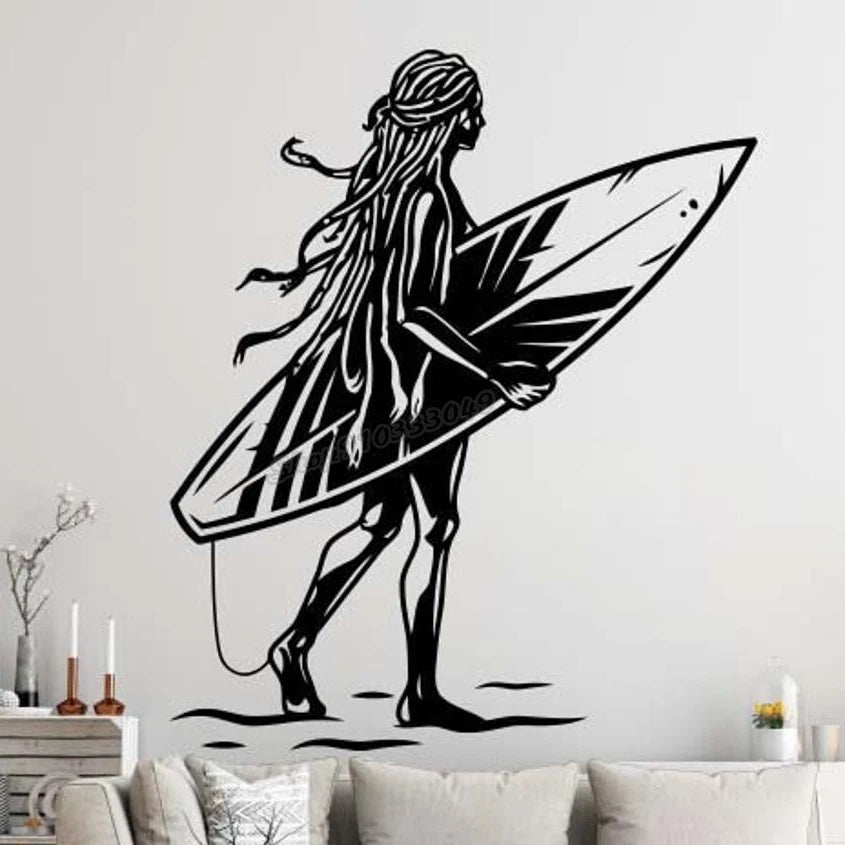 Surfing Girl Wall Decal: Bring the Ocean Home